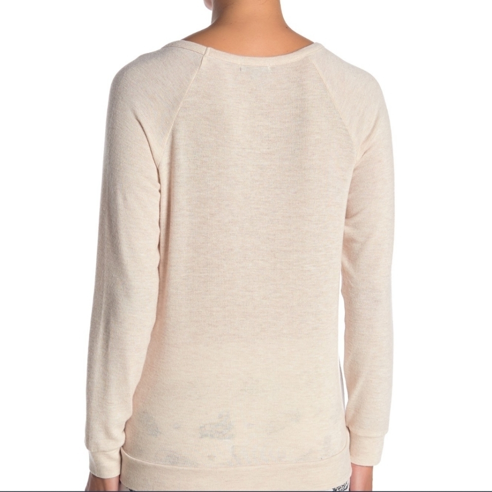 PJ Salvage Doggone Lazy Print Lounge Pullover Long Raglan Sleeve Oatmeal M NWT - Picture 6 of 8